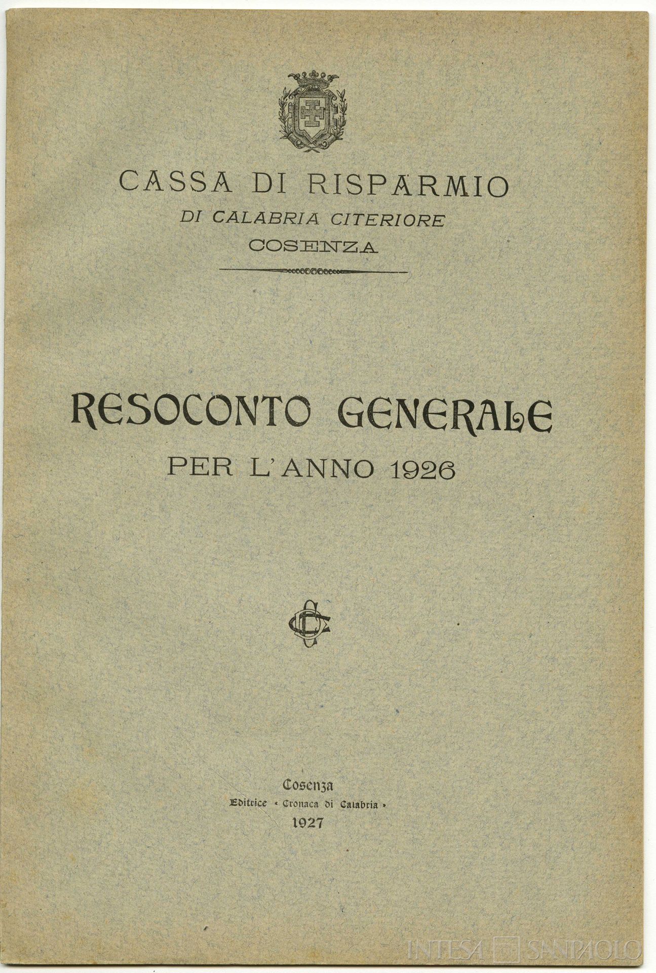 Cassa di Risparmio di Calabria, resoconto generale del 1921