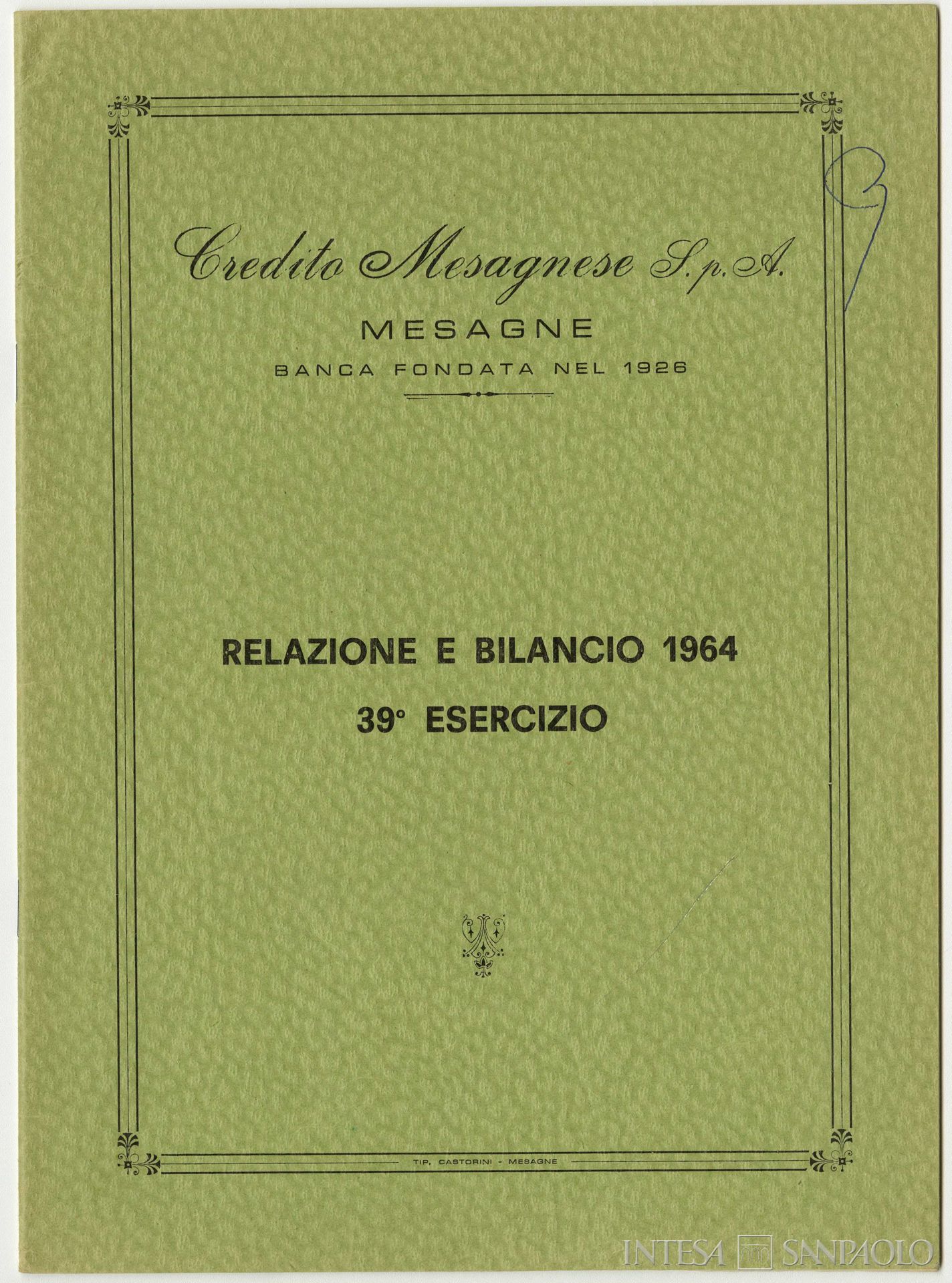 Credito Mesagnese, relazione e bilancio, 1964