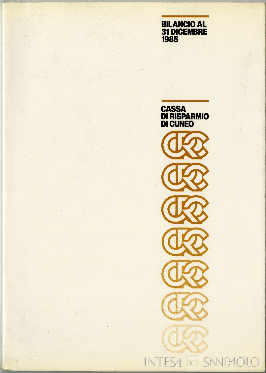 Cassa di Risparmio di Cuneo, copertina del bilancio, 1985