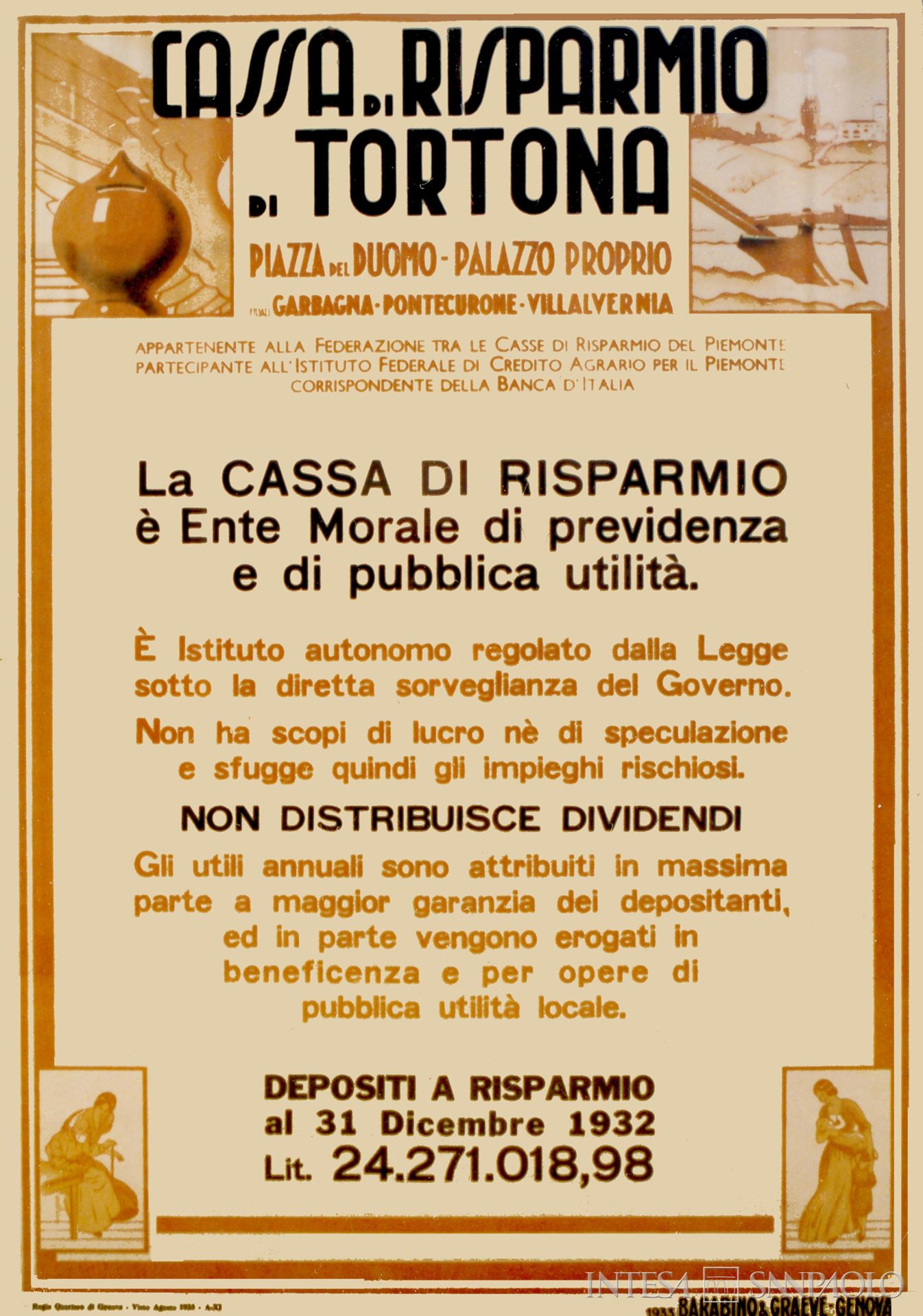 Cassa di Risparmio di Tortona, manifesto del 1933
