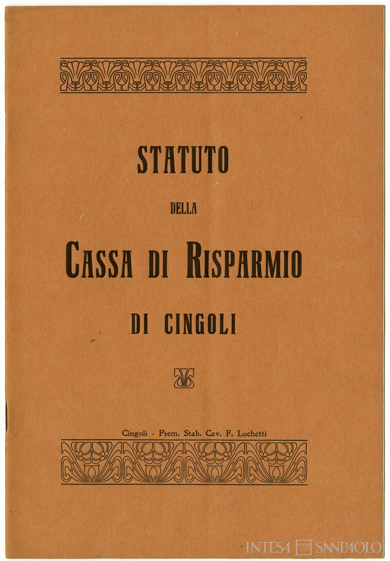 Cassa di Risparmio di Cingoli, statuto, 1924