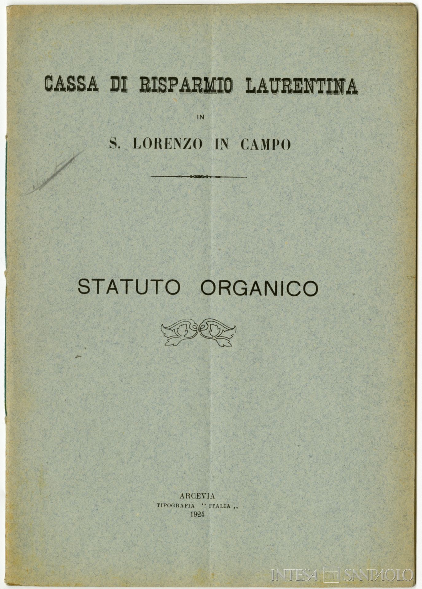 Cassa di Risparmio di San Lorenzo in Campo, statuto, 1924