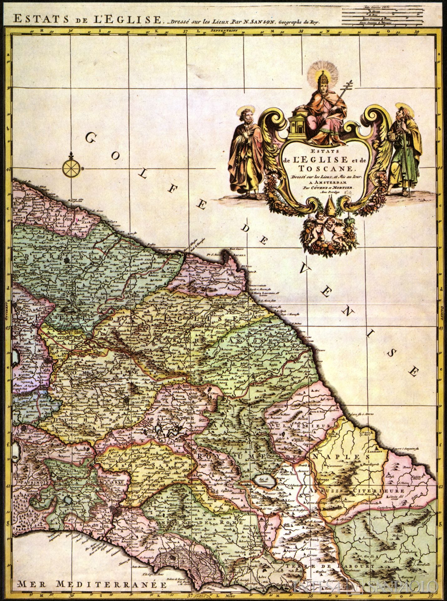 Monte di Credito su Pegno di Sarnano, mappa storica (1710), tratta da Archivio Storico Intesa Sanpaolo, Sezione Bibliografica, Dante Cecchi, Macerata e il suo territorio: la storia, Cassa di Risparmio della Provincia di Macerata, 1979, p. 142
