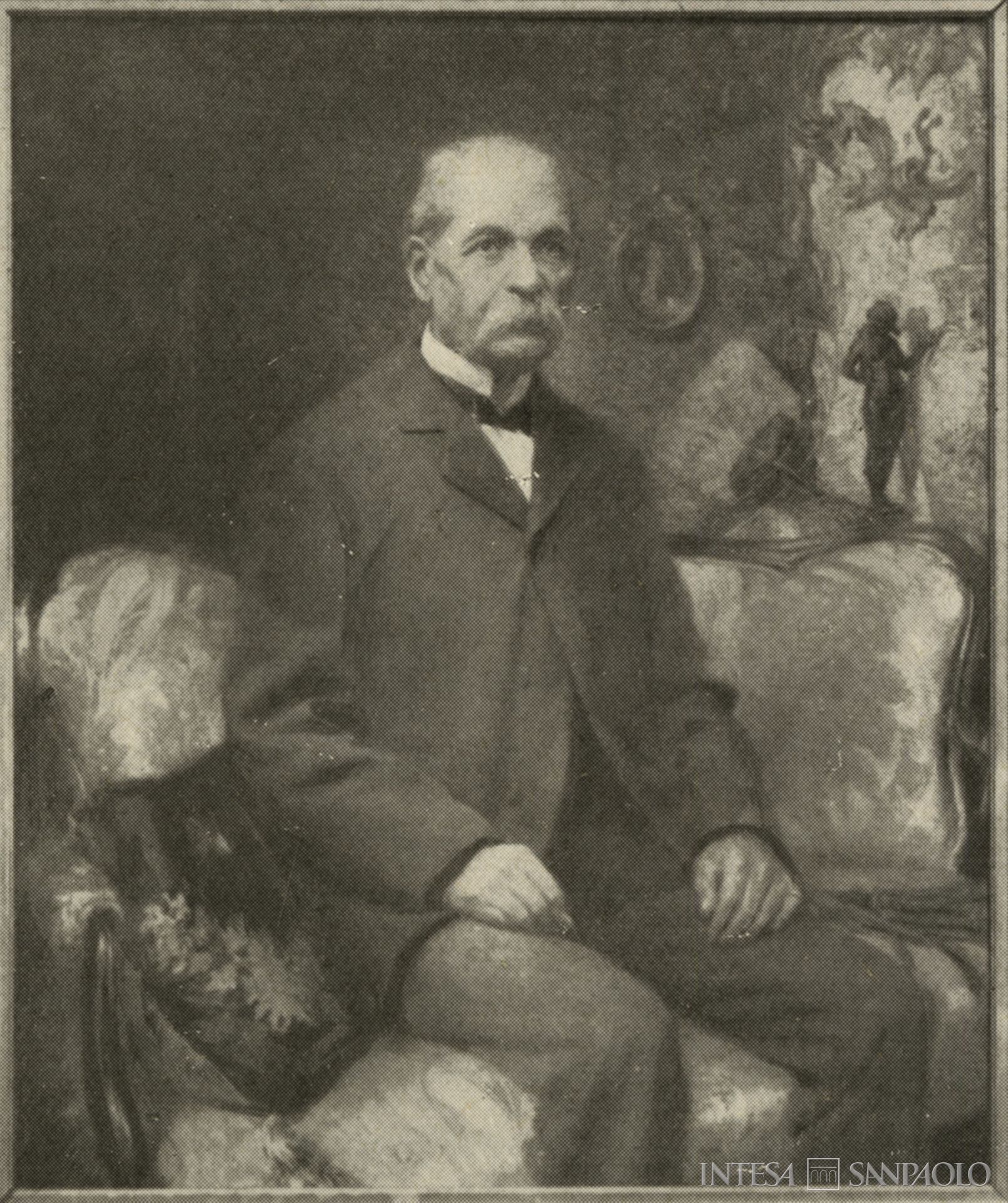 Banco Mazzola Conelli, ritratto di Cesare Mazzola Conelli, titolare dell'Istituto e futuro presidente del Credito Varesino dal 1906 al 1912, tratto da Credito Varesino 1898-1948, Varese, Industrie Grafiche Amedeo Nicola & C., 1948