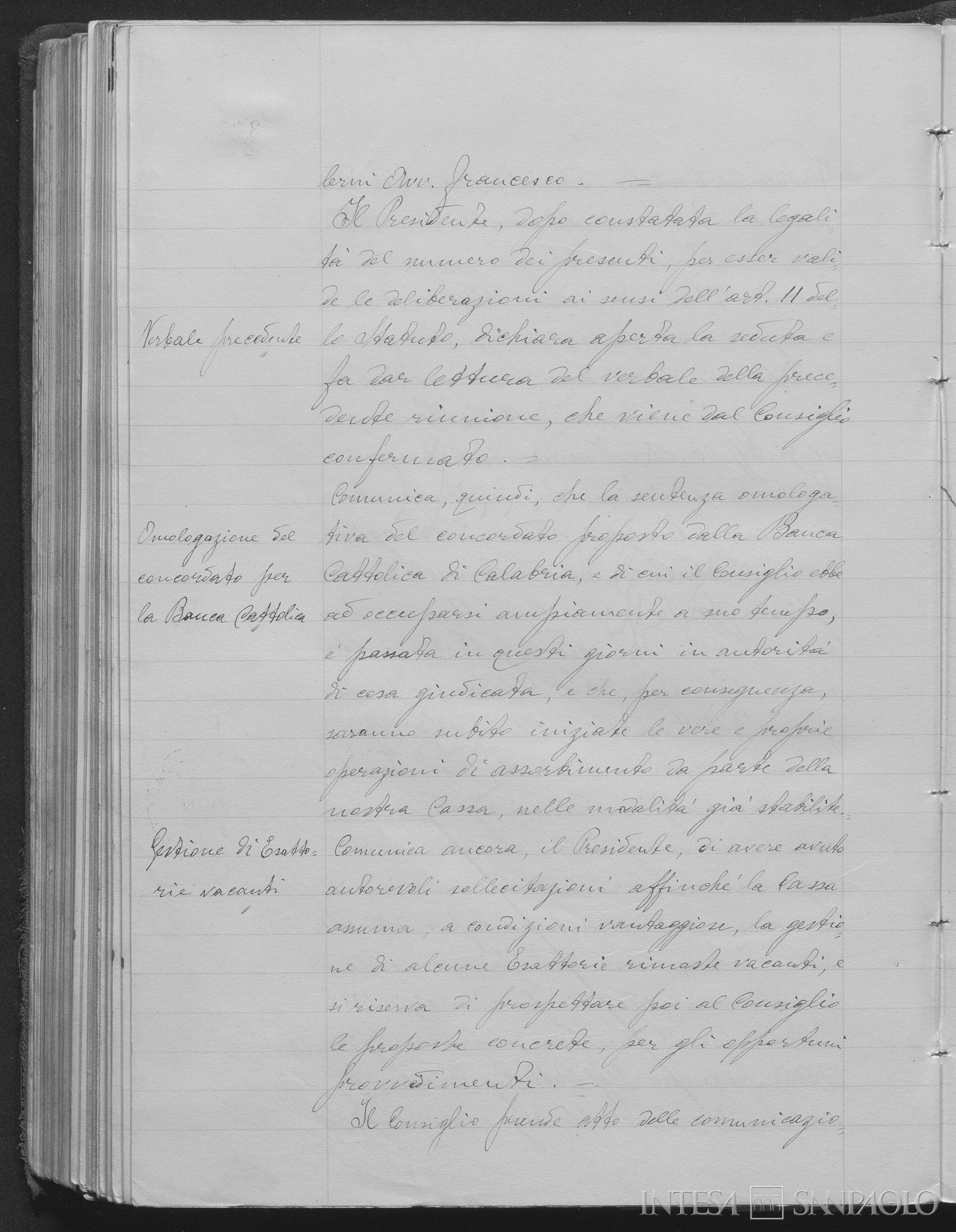Banca Cattolica di Calabria, comunicazione relativa all'assorbimento nella Cassa di Risparmio di Calabria, 31 marzo 1933