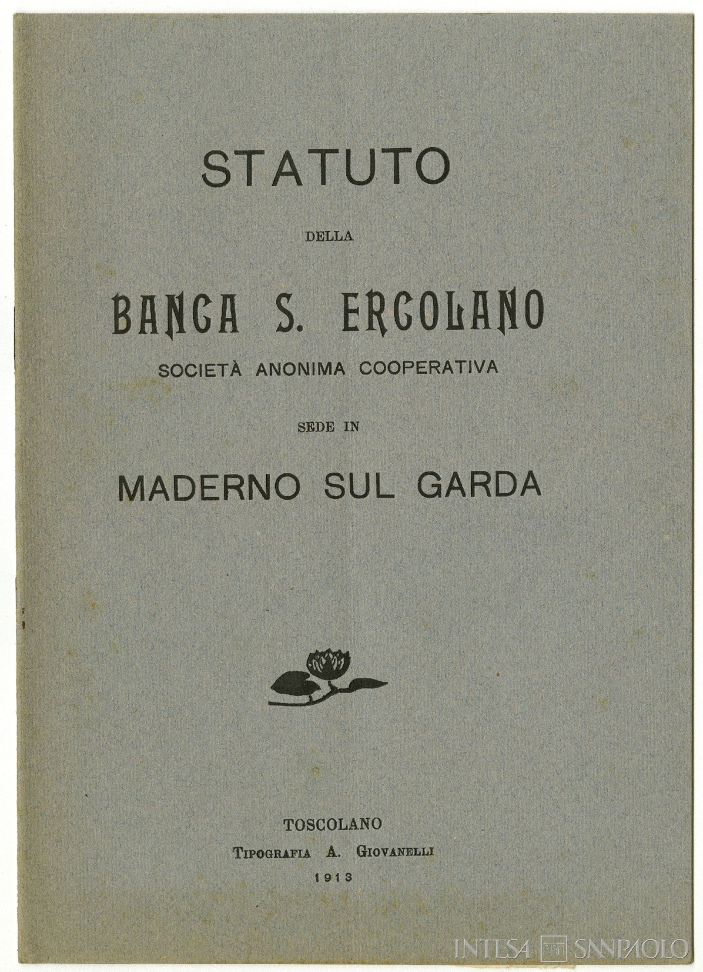Banca S. Ercolano di Maderno, statuto, 1913