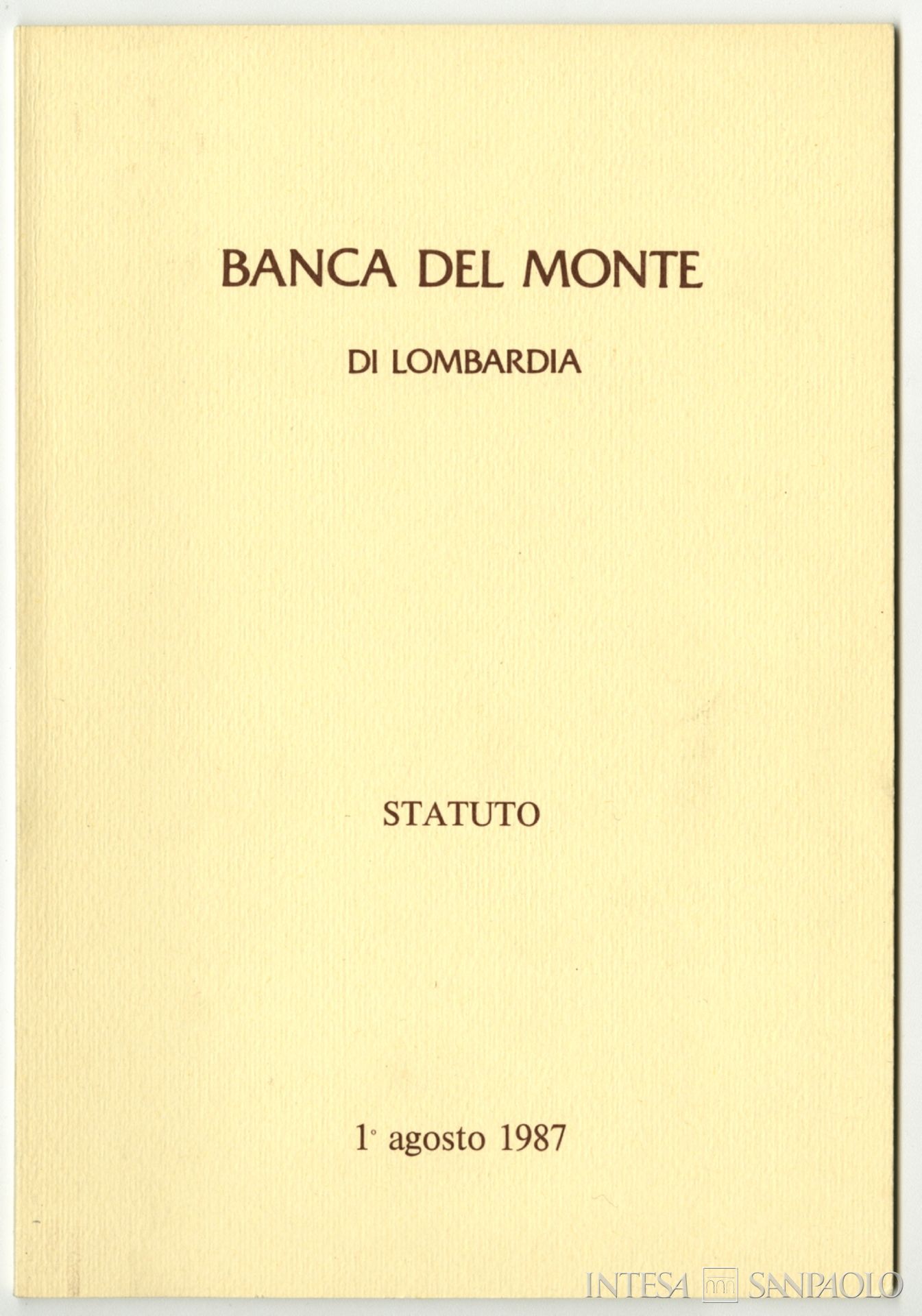 Banca del Monte di Lombardia, statuto del 1987