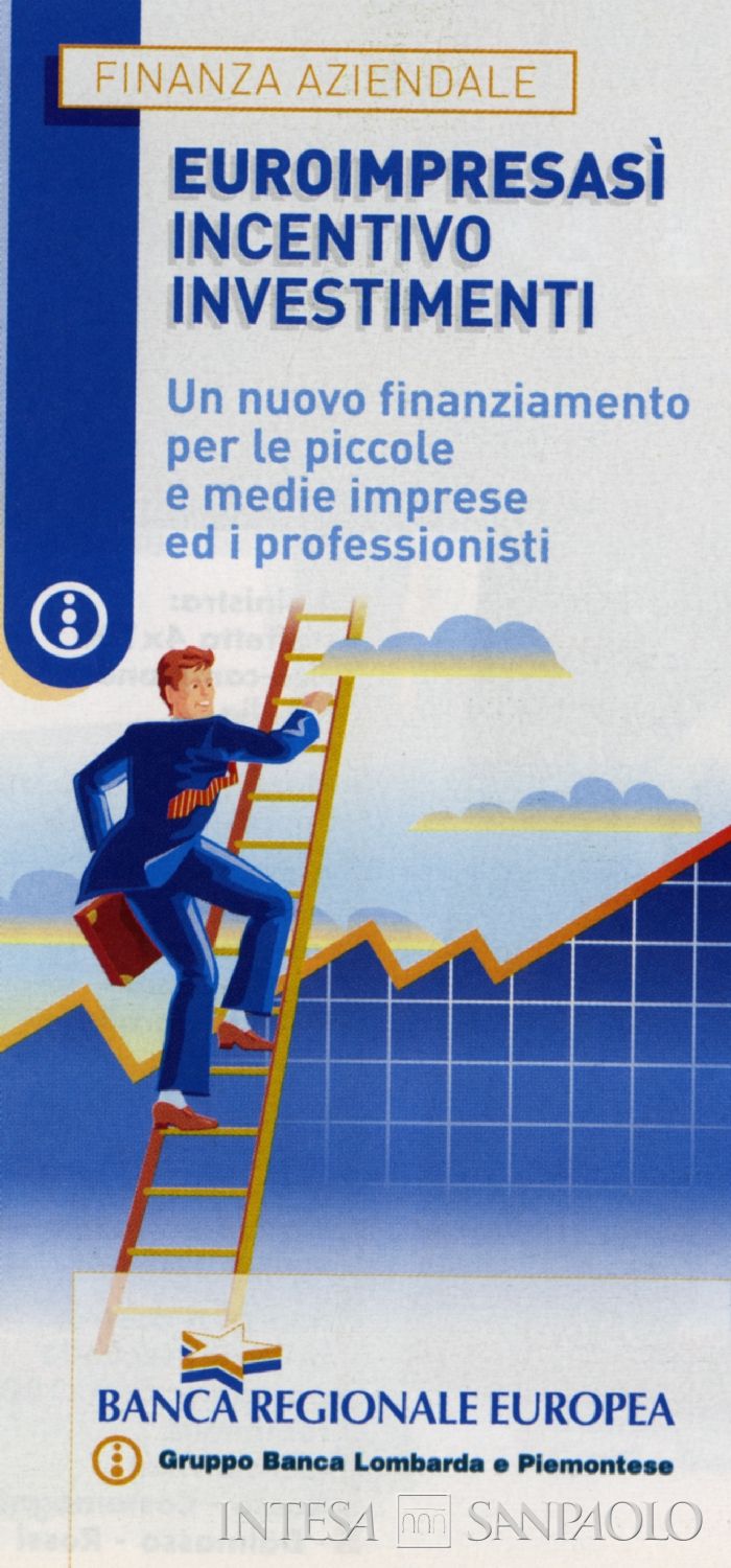 Banca Regionale Europea, pubblicità sul servizio Euroimpresasì per il finanziamento delle piccole e medie imprese, 2002, tratta dall'house organ Rassegna (n. 13, luglio 2002)