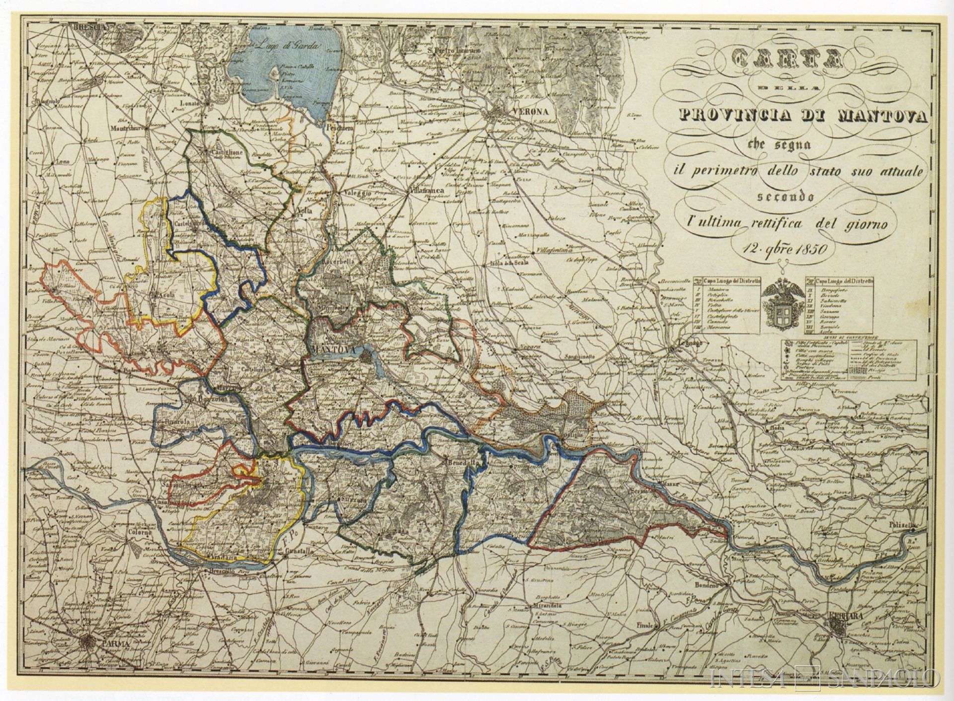 Monte di credito su Pegno di Mantova, mappa catastale, incisione su rame di G. Bassaglia del 1852, tratta da Mantova e il suo territorio (Cariplo, Milano, 1999), p. 396