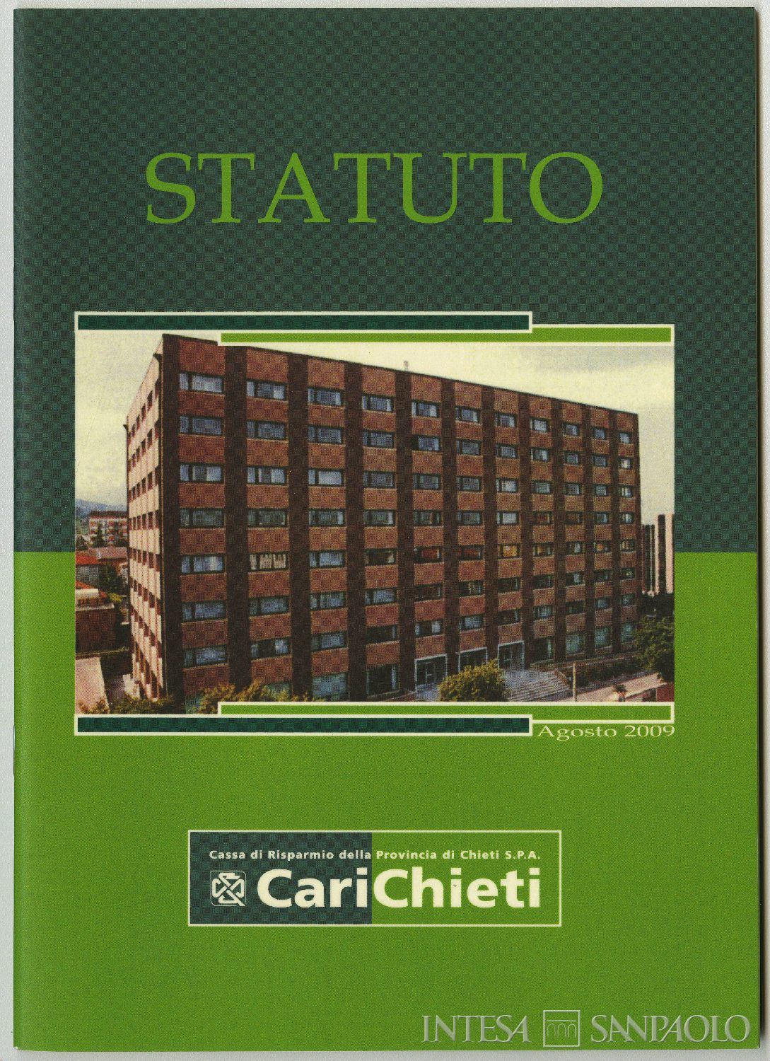 Cassa di Risparmio della Provincia di Chieti, Statuto, 2009
