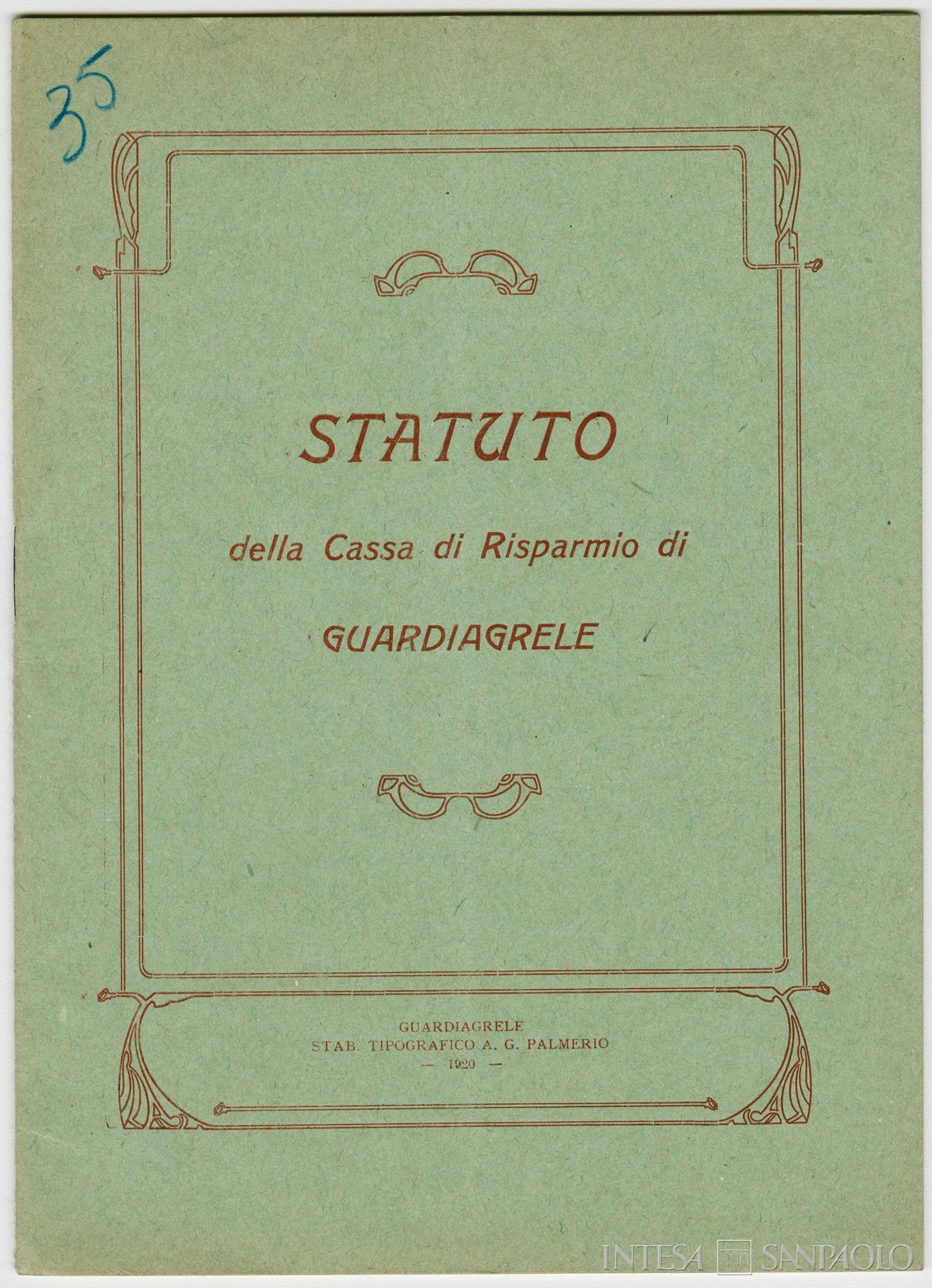 Cassa di risparmio di Guardiagrele, statuto del 1920
