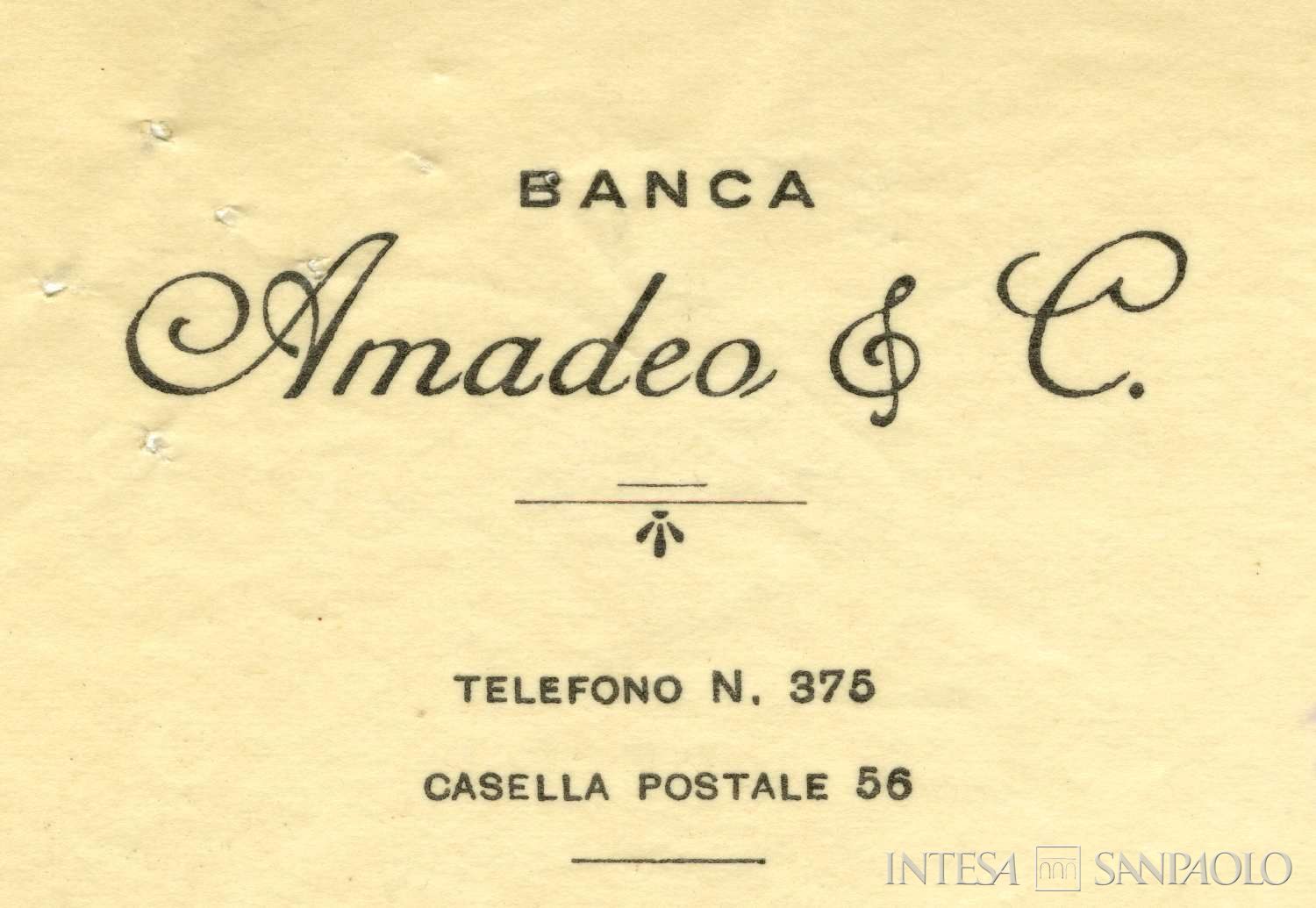 Banca Amadeo & C., intestazione tratta da una lettera del 1920