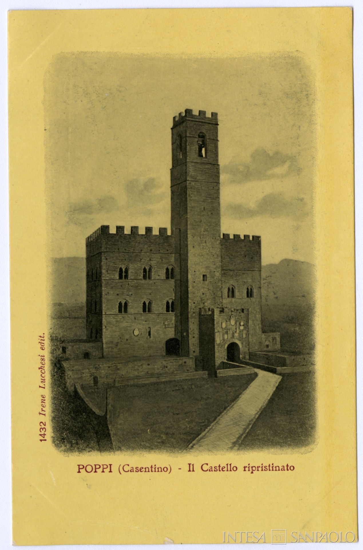 Banca Mutua Popolare del Mandamento di Poppi, veduta del castello, s.d. Fonte: Archivio Storico Intesa Sanpaolo, Archivio iconografico, Banca Commerciale Italiana, Collezione Sahadun, Album di cartoline, n. 2