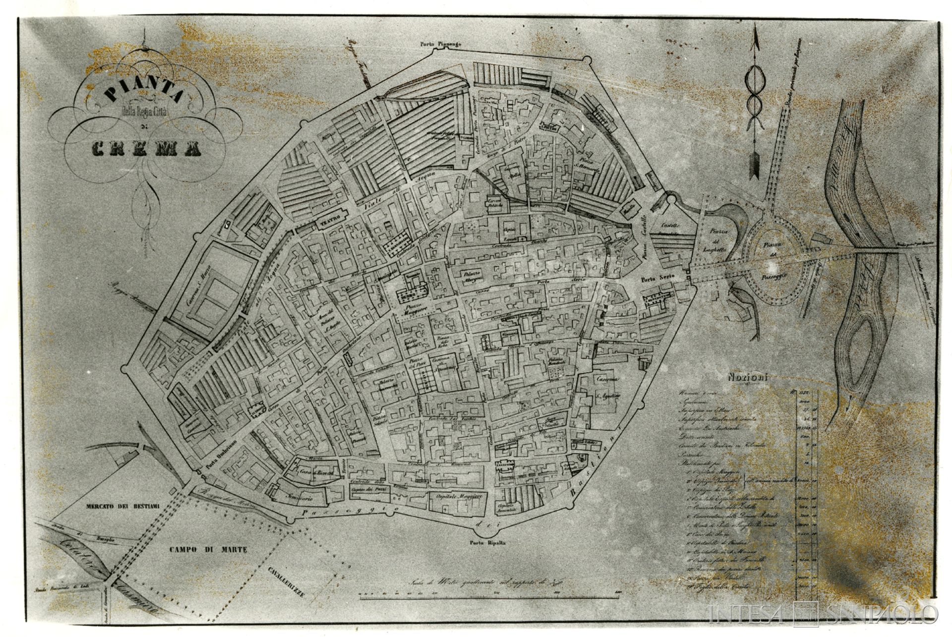 Monte di Credito su Pegno di Crema, G. Bignami, Veduta della regia città di Crema dalla parte di Porta Ombriano, 1833