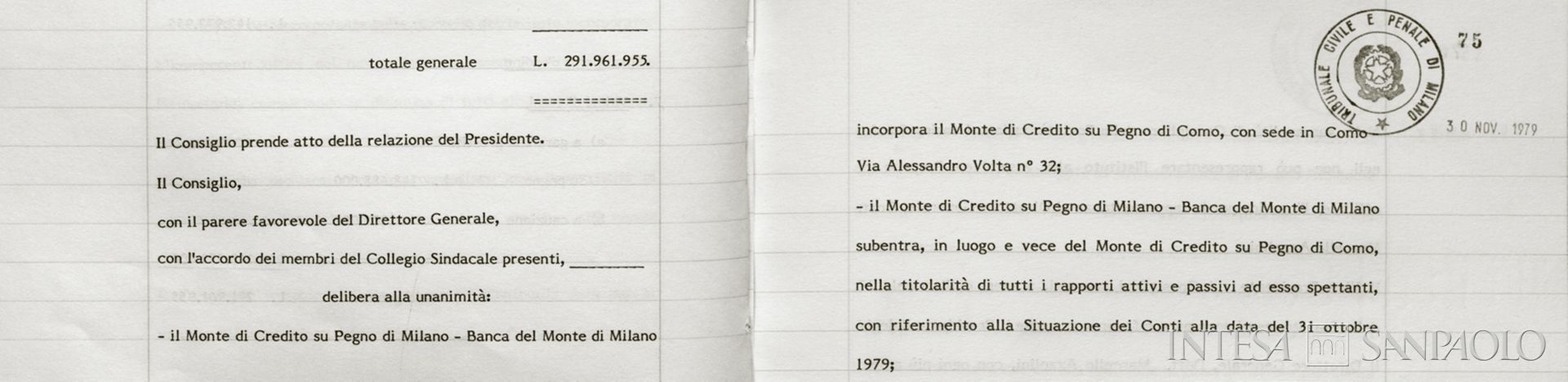 Monte di Credito su Pegno di Como, delibera del CdA del 30 novembre 1979 sull'incorporazione nel Monte di Credito su Pegno di Milano (2)