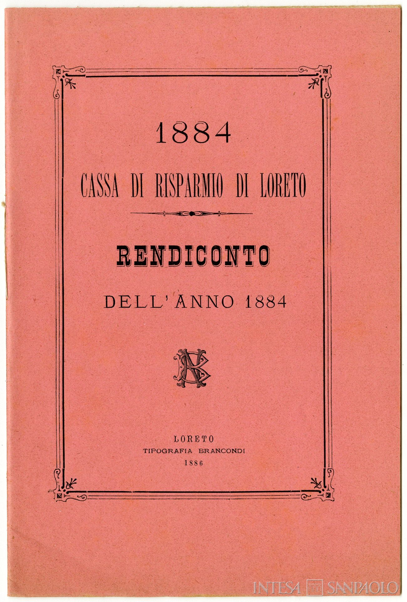 Cassa di Risparmio di Loreto, rendiconto del 1884