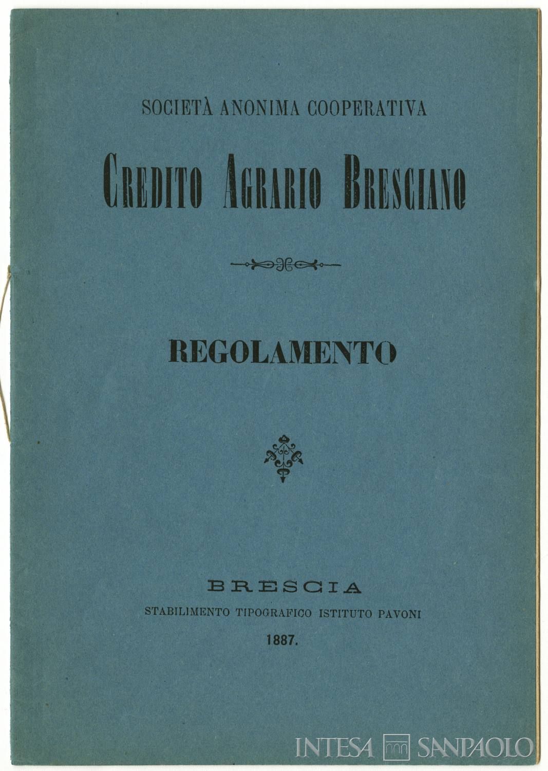 Credito Agrario Bresciano, regolamento del 1887