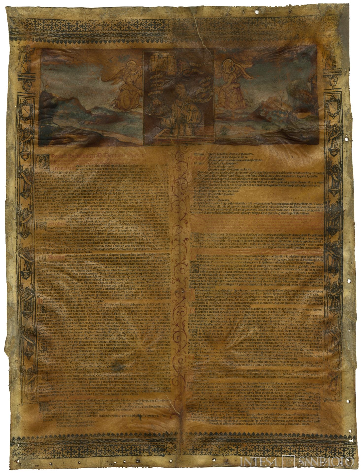 Monte di Pietà di Milano, pergamena Privilegi e Indulgenze, istruzione per la processione del Perdono, 1 aprile 1528.