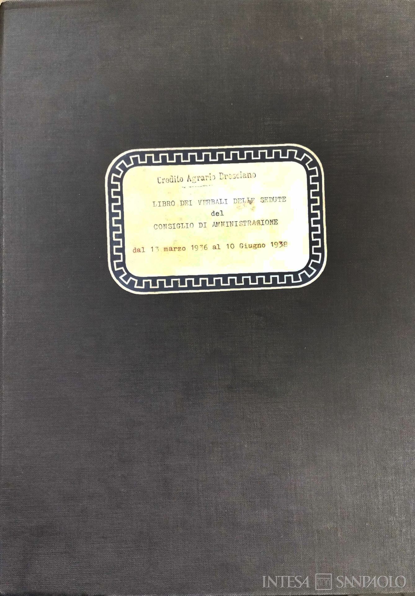 Cassa Rurale ed Artigiana di Gavardo, copertina del libro dei verbali del CdA, 1938