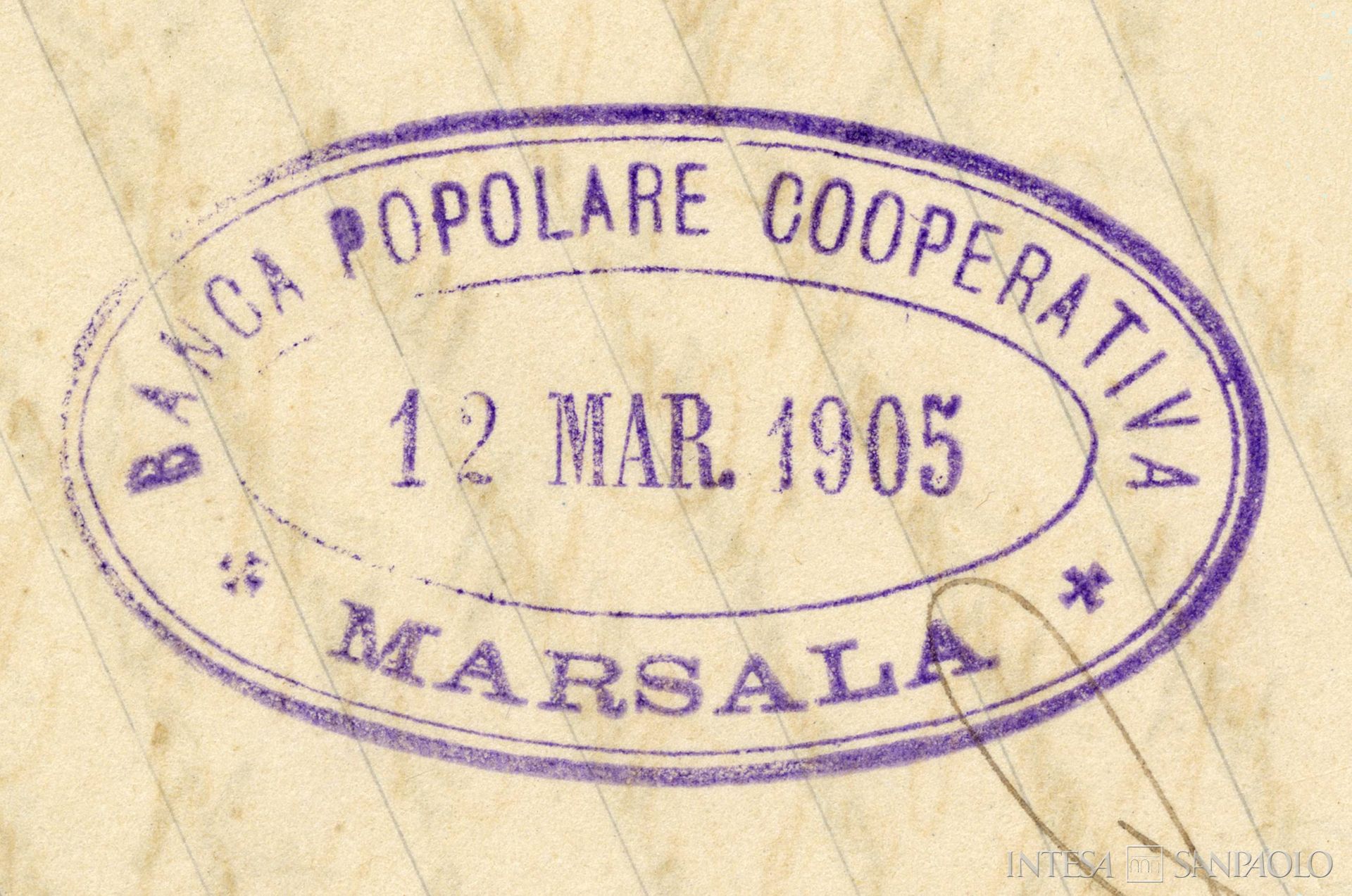 Banca Popolare Cooperativa di Marsala, timbro dell'istituto tratto dai Verbali delle Assemblee, 1905